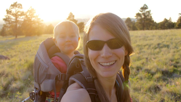 Rachael Farmer and her 20-month-old rock climbing daughter, Ellie