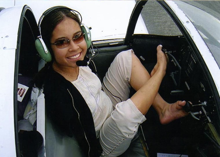 Jessica Cox in the cockpit