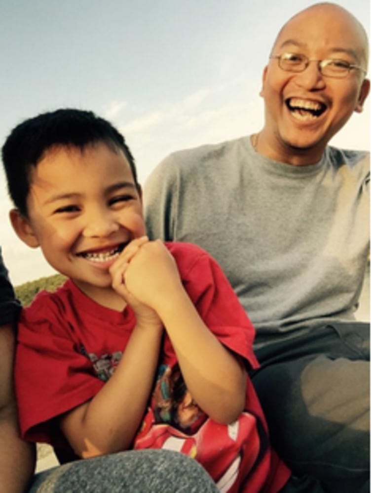 Daniel Maher with a family member.