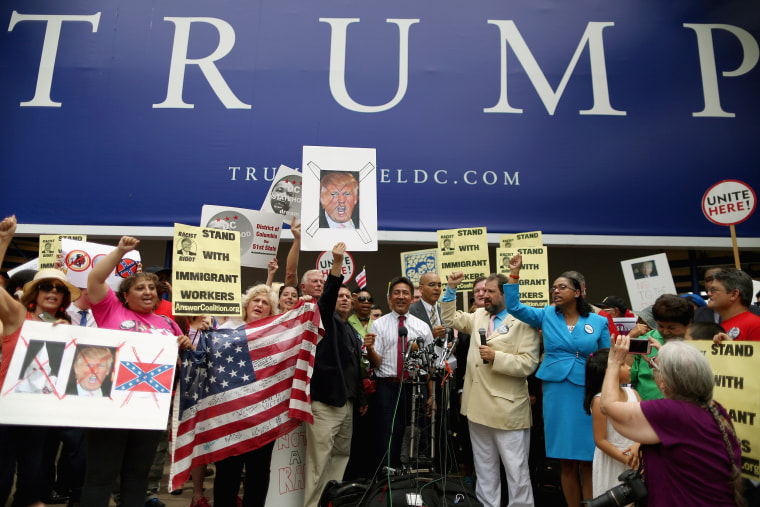 Image: Latino Activists Protest Outside Site Of Future Trump Hotel In Washington DC