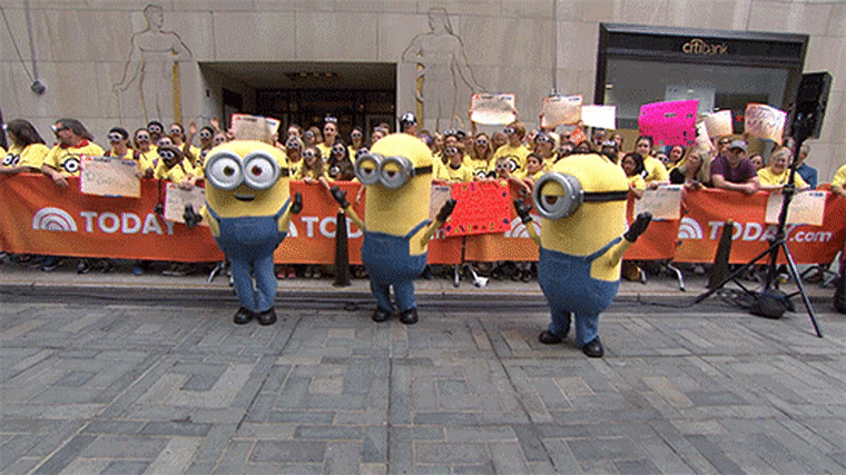 Minions dancing on the TODAY Plaza