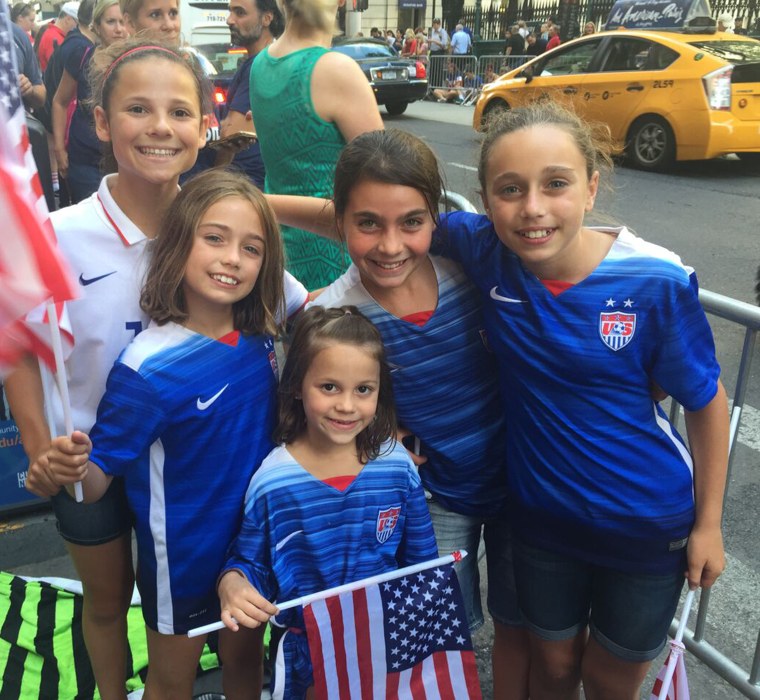 Fans at the U.S. Women's Soccer ticker-tape parade