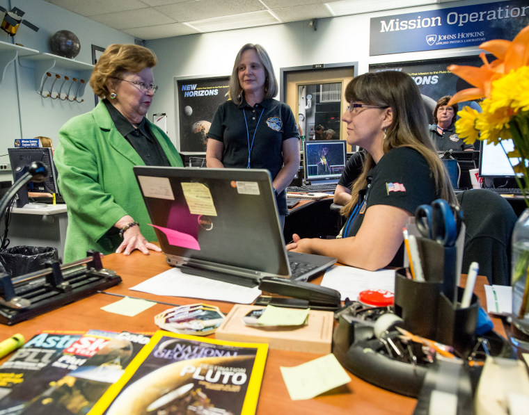 Image: Mikulski at Mission Operations Center
