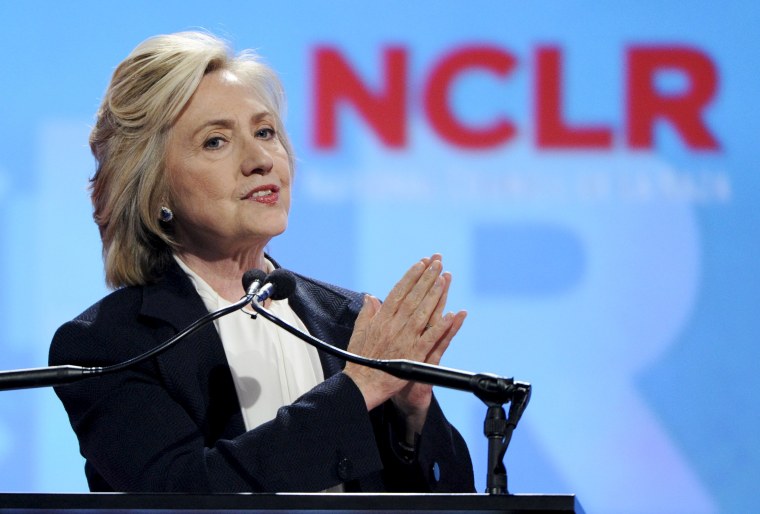 Image: U.S. Democratic Presidential candidate Hillary Clinton speaks at the National Council of La Raza conference in Kansas City Missouri