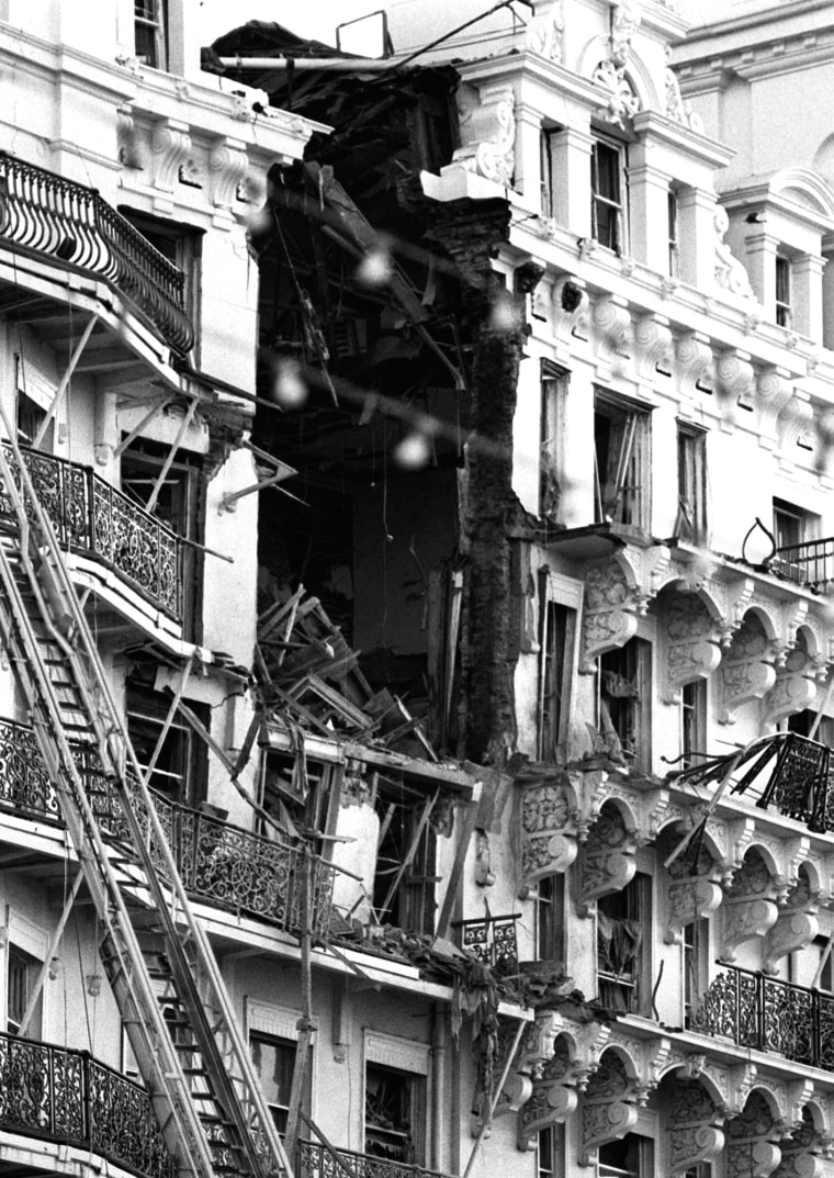 Image: The Grand Hotel in Brighton, England, after being bombed by IRA in 1984
