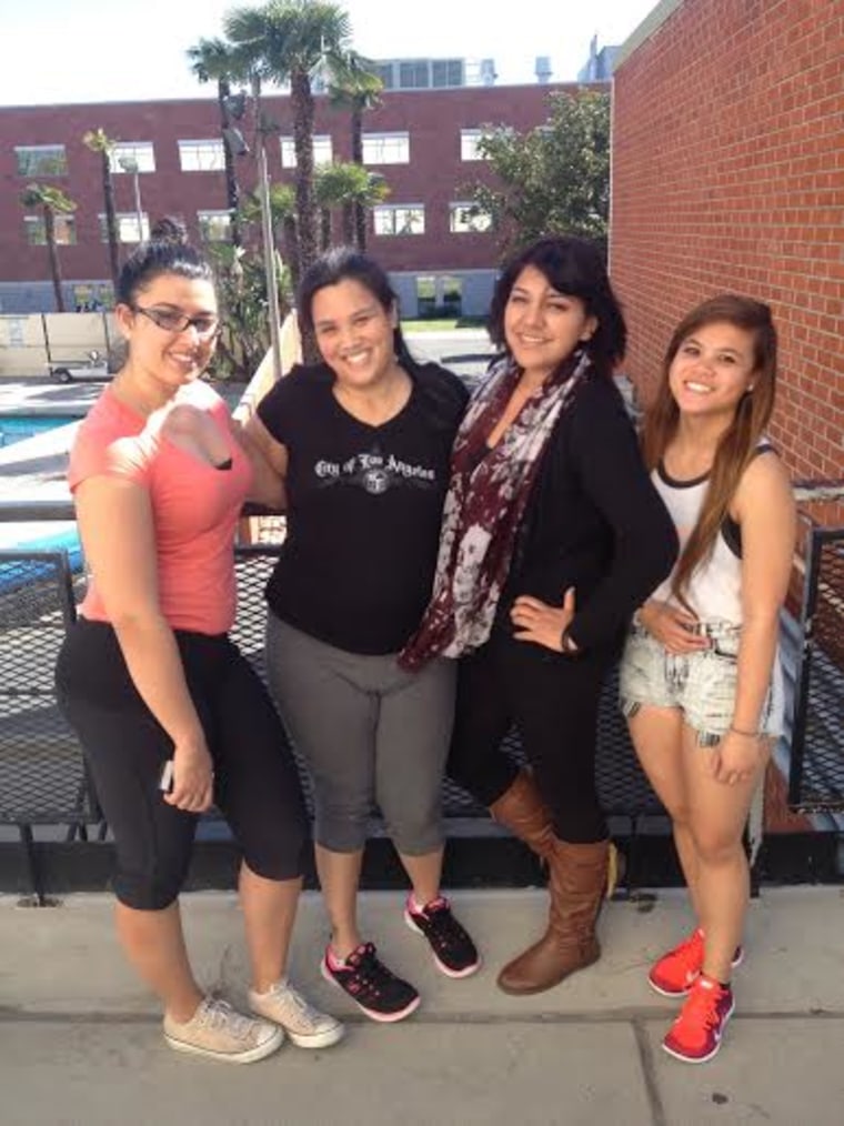 Image: Theresa de Vera with her therapists at Cal State University.