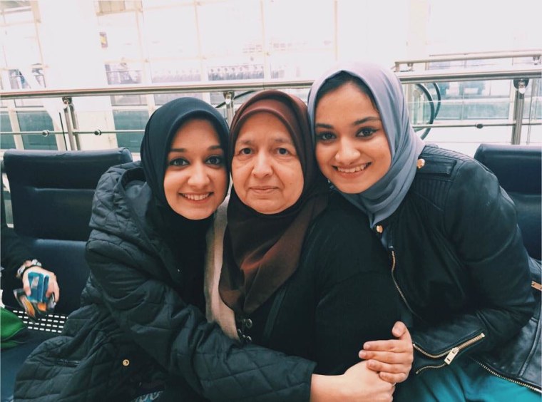 (L-R) Faiza Ali, her mother Zahida, and her sister Asma.