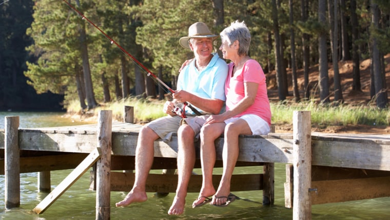 Senior couple fishing, for Social Security Tips story by Jean Chatzky