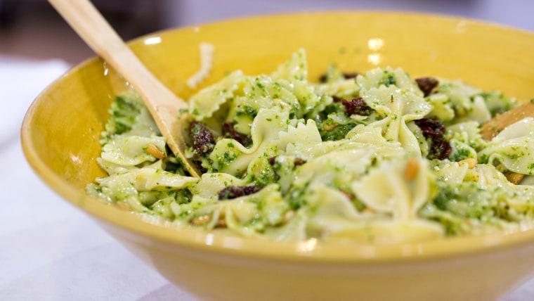 Pesto arugula pasta, an easy summer recipe from Carson Daly and Siri Pinter