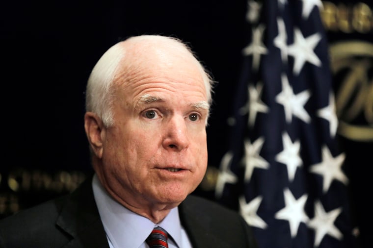 Image: U.S. Republican Senator McCain speaks during a news conference in Jerusalem