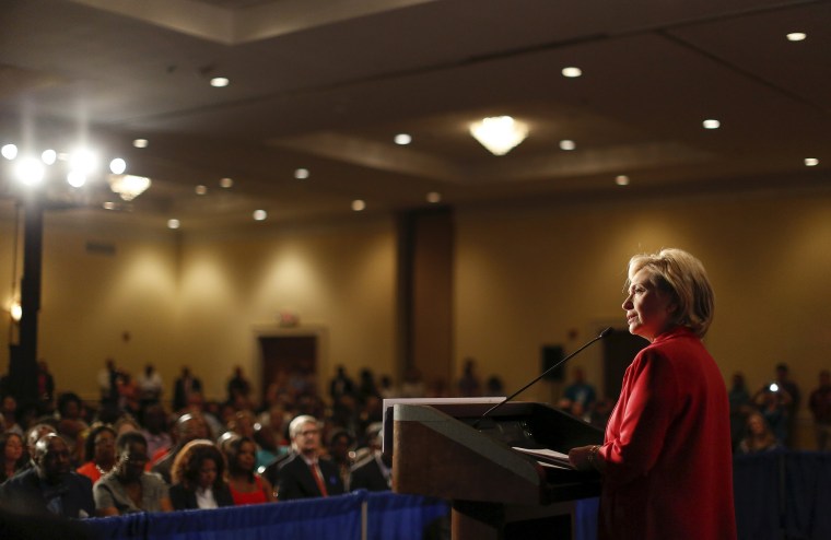 Image: U.S. Democratic presidential candidate Hillary Clinton speaks at a campaign event in West Columbia