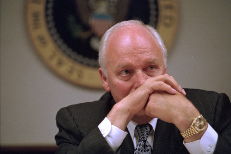 Vice President Dick Cheney meets with others at the President's Emergency Operations Center on Sept. 11, 2001.