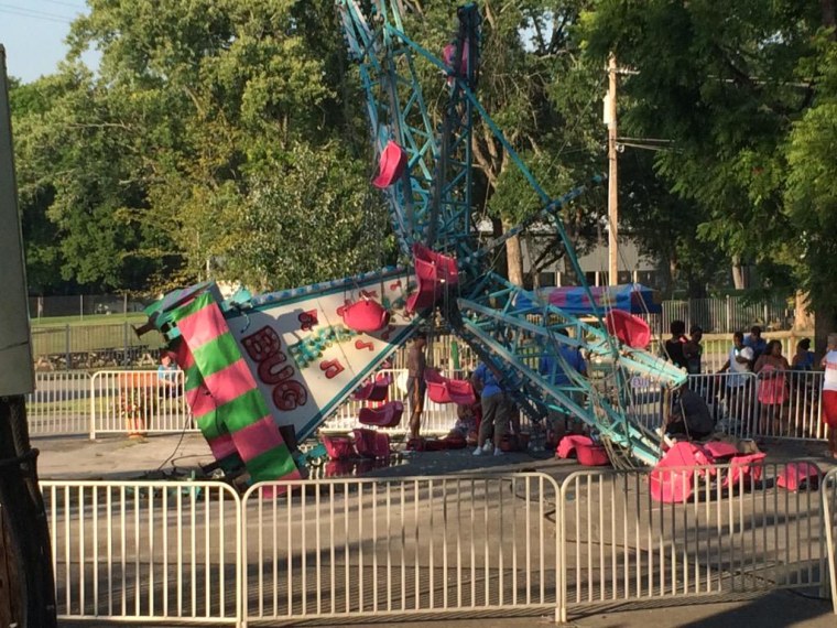 A children's swing ride tipped over at Beech Bend Park in Bowling Green, Kentucky on Saturday.