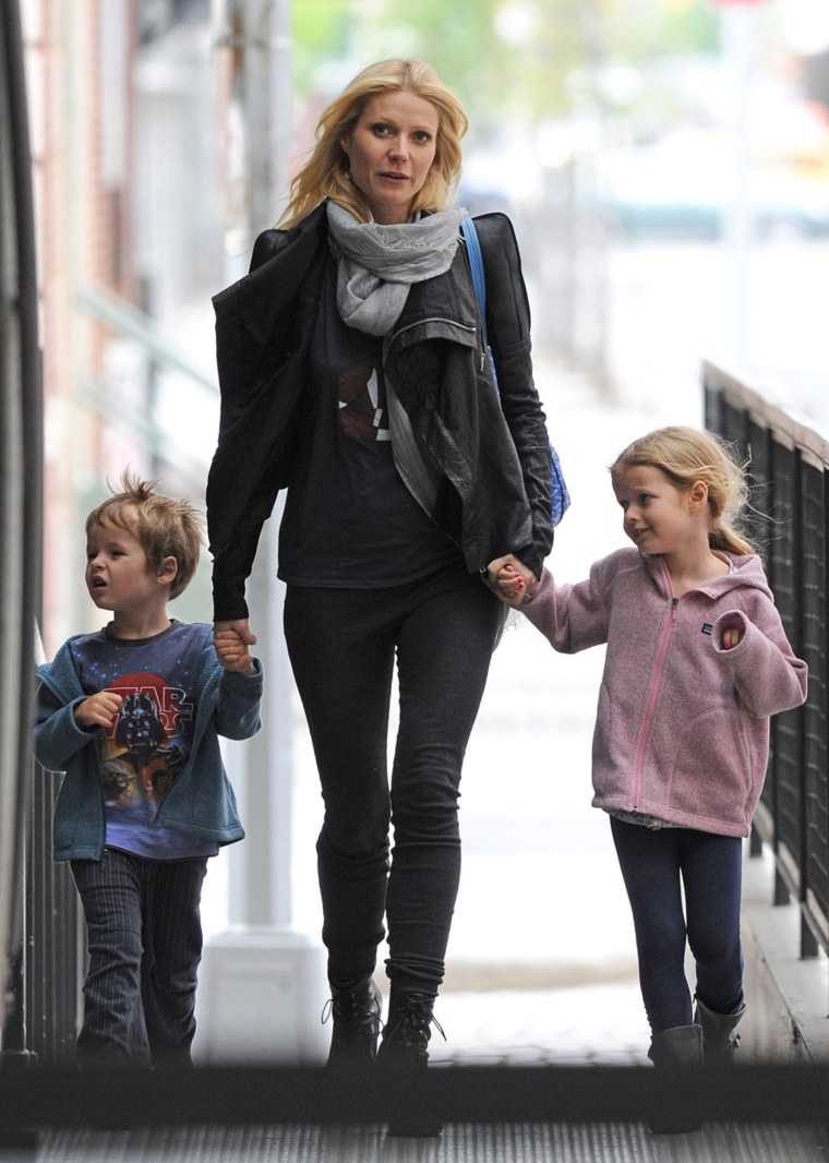 Gwyneth Paltrow walks in NYC with her children Apple and Moses