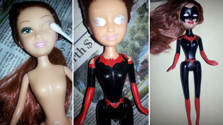 Mom transforms her daughter's dolls into amazing superheroes.