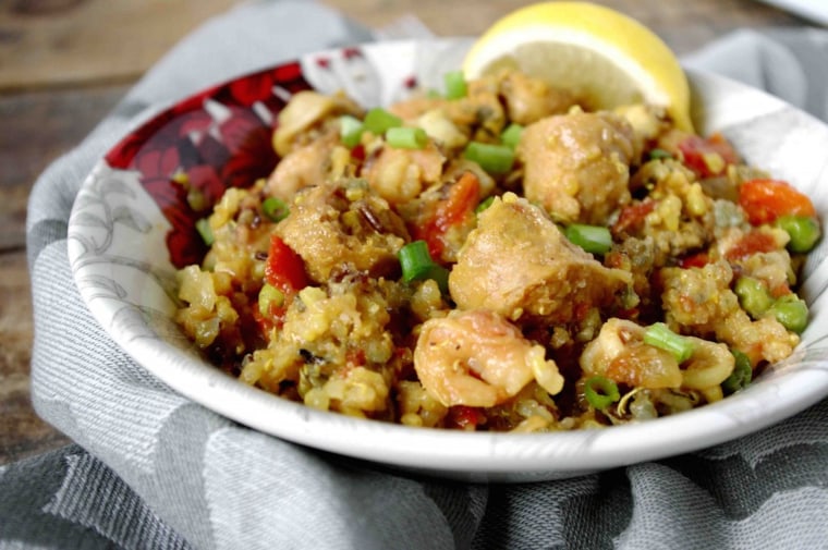 Low-calorie slow-cooker paella