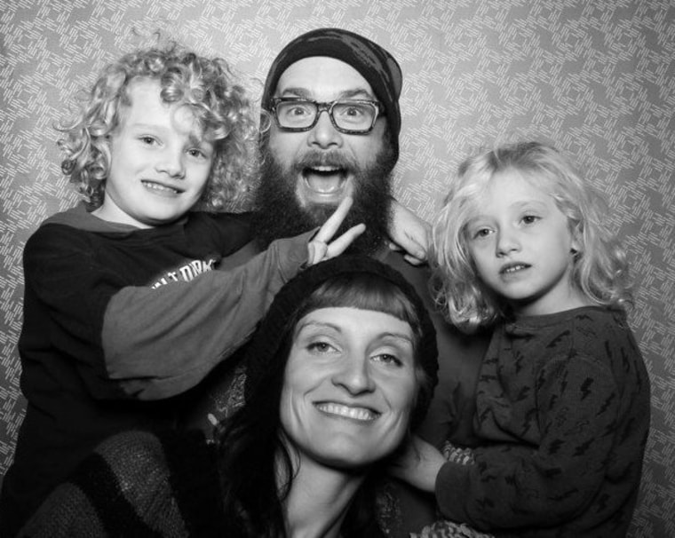 Clockwise from back center, Lance Curran and his daughter Yorke, wife Jamie and son Coen have participated in Lance's Instagram trend, #BreakfastMugShot, which superimposes people's faces with characters appearing on coffee mugs.