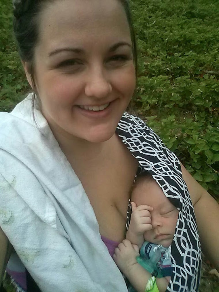 Kaylee Goemans, a mom of three, with her youngest, baby Dominic.