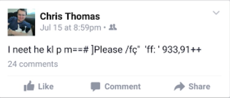 Chris Thomas's plea for help on Facebook