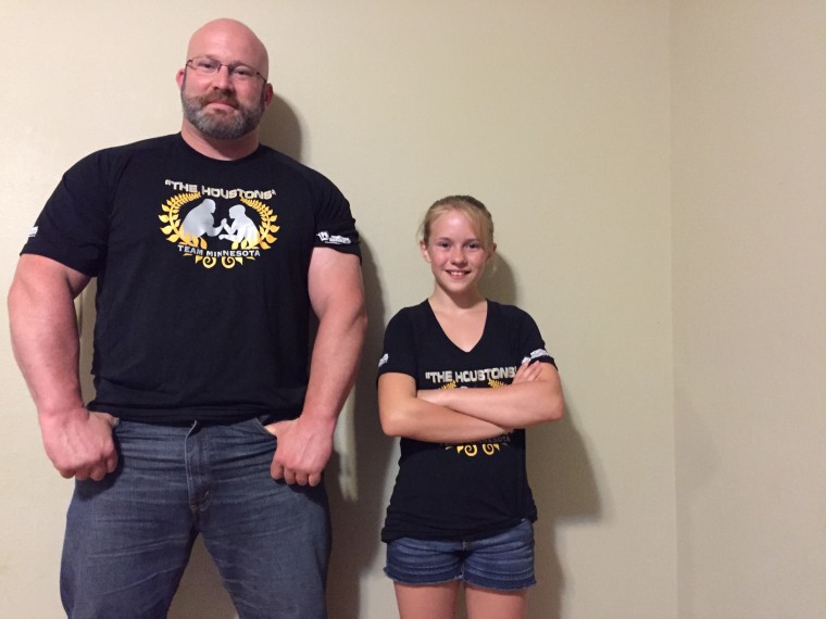 John Houston and his 12-year-old daughter Grace are both arm wrestling champs.