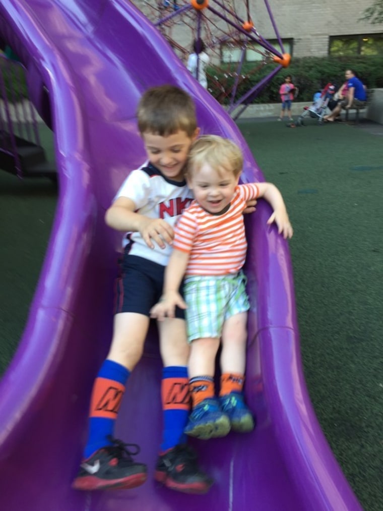 Boys on slide