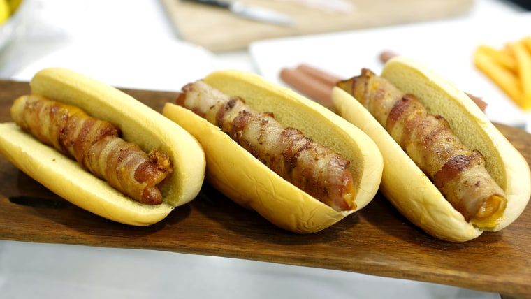 Spiral-cut hot dogs, braided hot dogs, and cheesy bacon-wrapped hot dogs