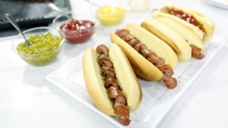 Spiral-cut hot dogs, braided hot dogs, and cheesy bacon-wrapped hot dogs