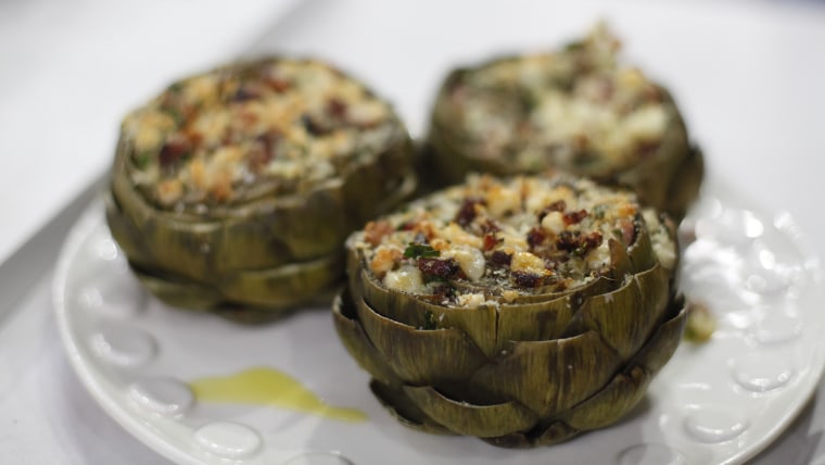 Stuffed Artichokes with Chunky Bacon and Parmesan