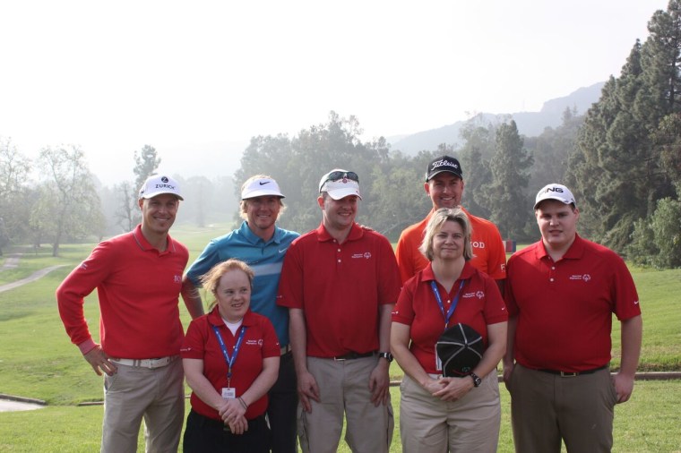PGA TOUR Pro’s Ben Crane, Russell Henley and Webb Simpson hang out with Special Olympics Team Canada golfers Tess Trojan, Lori Russell, Kyle Grummett and Danny Peaslee at the 2015 World Games Golf Training Camp