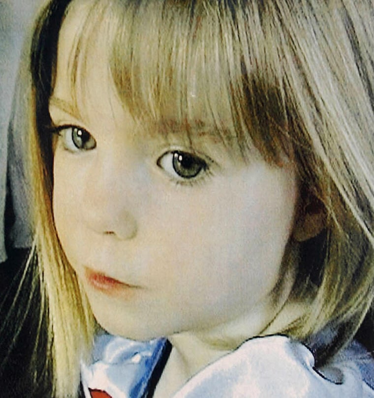 Image: Close-up of a poster featuring British girl Madeleine McCann