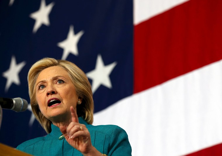 Image: File photo of U.S. Democratic presidential candidate Clinton speaking at a campaign event in Des Moines