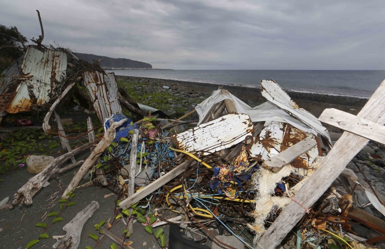 Image: Debris that has washed onto beach on Reunion