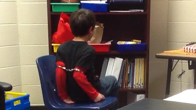 An 8-year-old disabled student was handcuffed for misbehaving, a federal lawsuit claims.