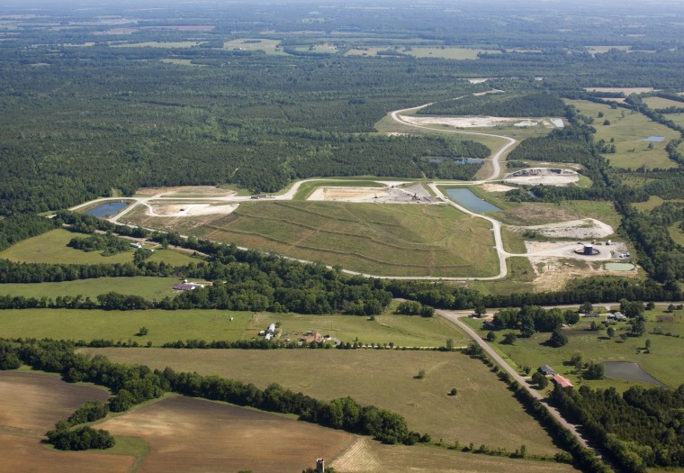 Aerial view of Arrowhead Landfill in Uniontown, Alabama.