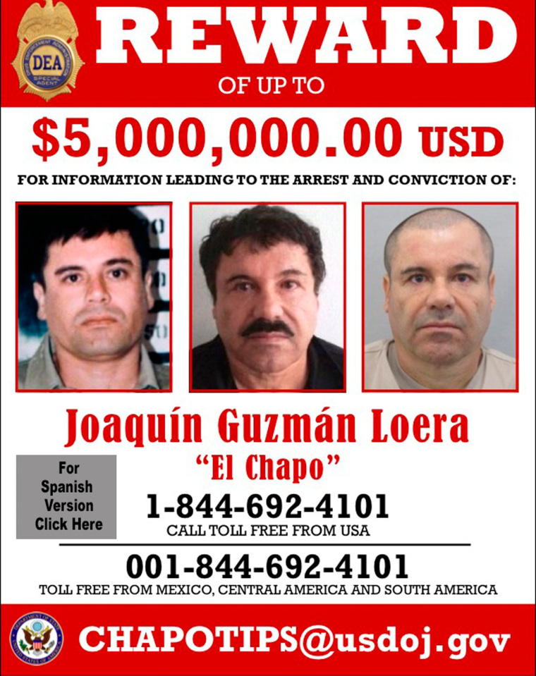 Image: The DEA wanted poster of "El Chapo"