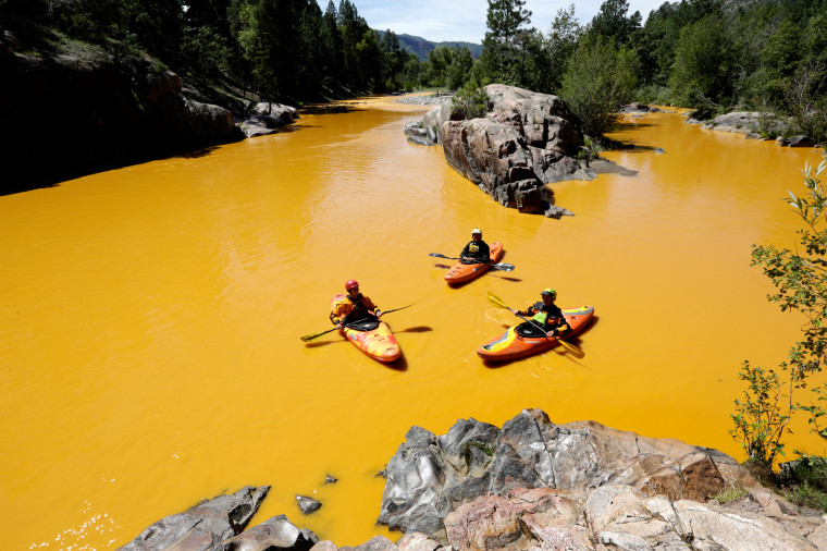 Image: Animas River colored by mine waste spill