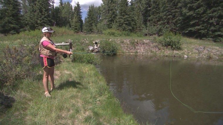 Tonia Hanson, 52, a breast cancer survivor, learned how to fly-fish during a retreat in Wyoming.