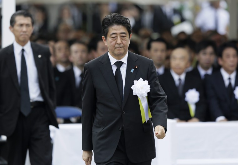 Image: Japanese Prime Minister Shinzo Abe during the 2015 Nagasaki Peace Ceremony