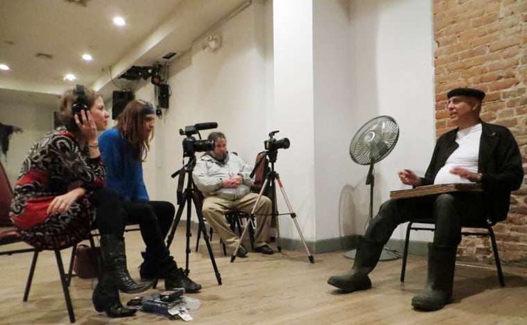 Image: Documentary filmmaker Celia Novis interviews Max Vazquez, a member of La Nacional.