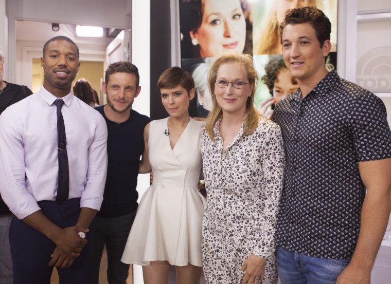 Fantastic Four cast with Meryl Streep behind the scenes at the TODAY Show.