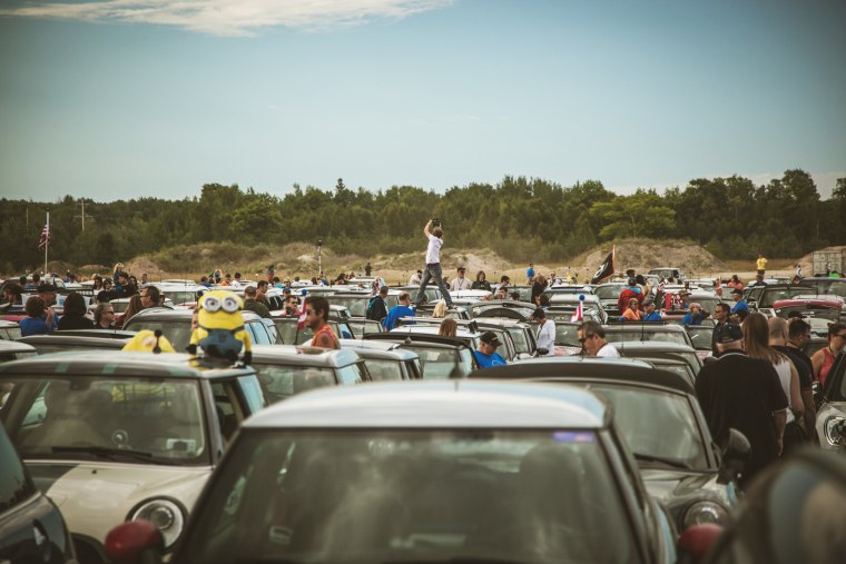 Mini Cooper owners got together for the Mini on the Mack parade