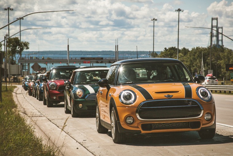 Mini Cooper owners got together for the Mini on the Mack parade