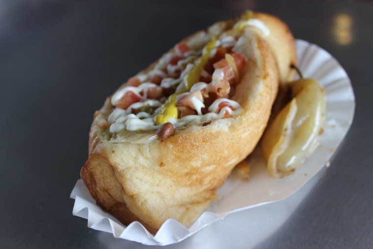 Sonoran hot dogs have become popular in Tucson, Arizona. This one was prepared at El Güero Canelo.