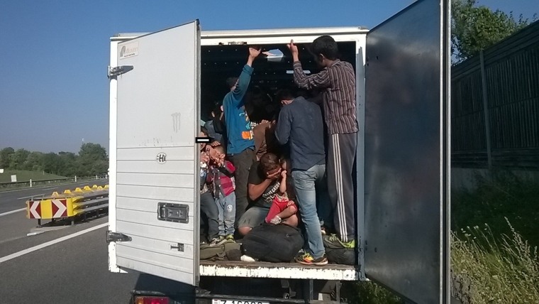 Image: Police said 86 migrants were found in the back of this truck.