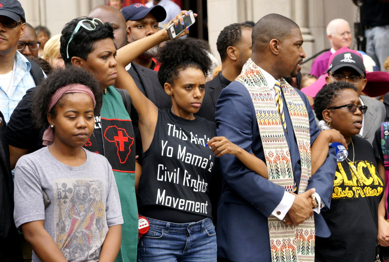 Image: Protesters prepare to march in downtown St. Louis