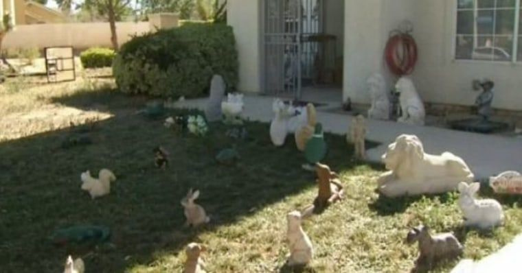 There are now more than 54 lawn statues in the family's front lawn.