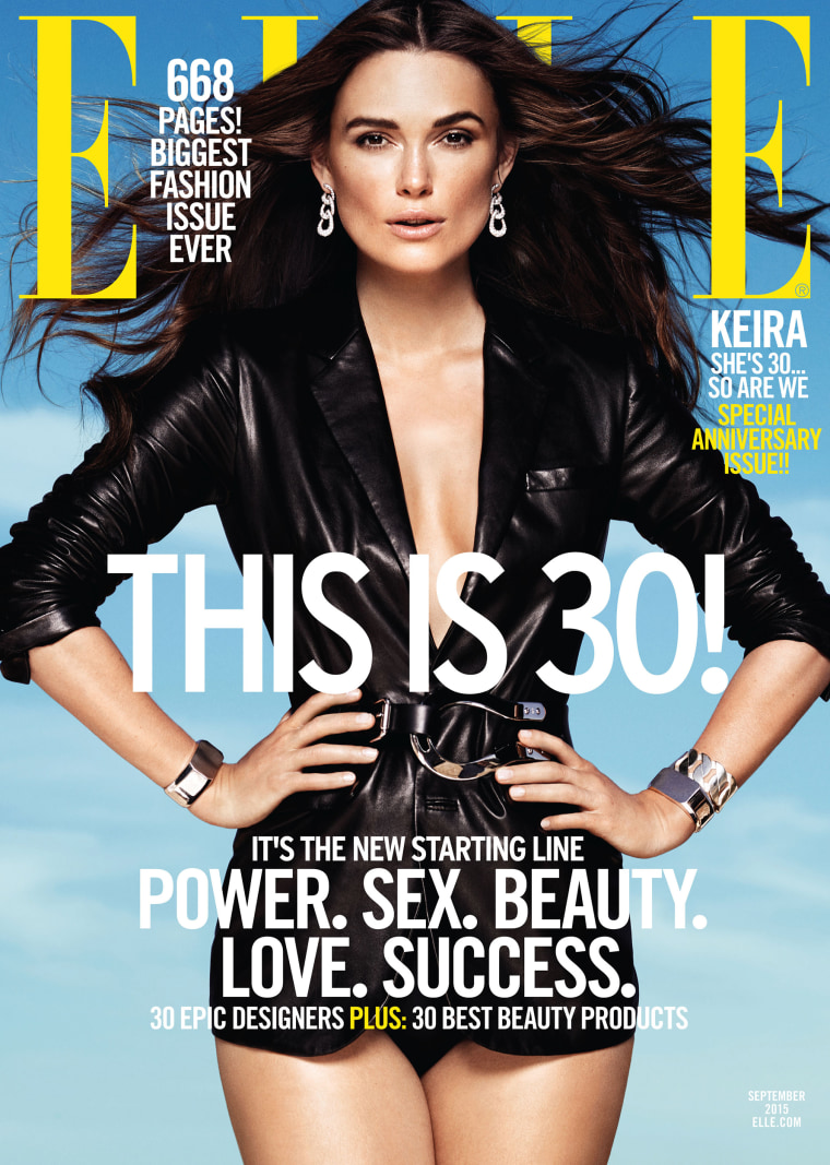 Keira Knightley celebrates ELLE's 30th anniversary issue.