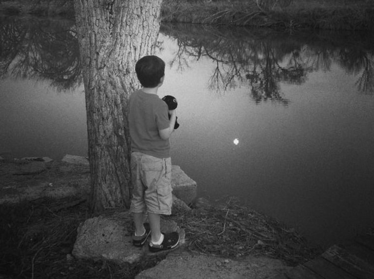 Boy holding his favorite stuffed bunny