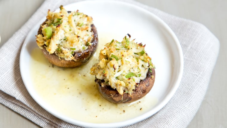 A healthy version of Outback Steakhouse's Crab Stuffed Mushrooms recipe