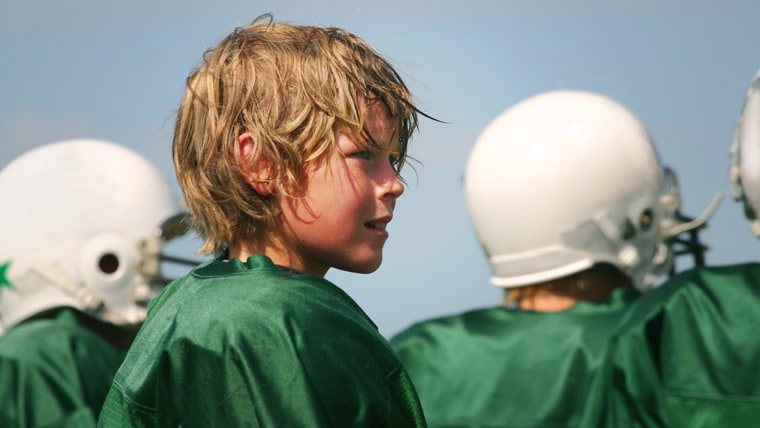 Boy, football, helmet